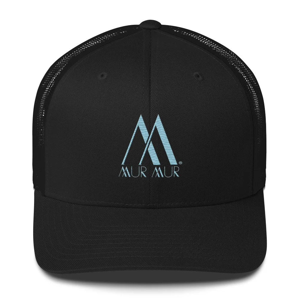 Mur Mur Embroidered Trucker Cap (Blue Thread) — Black/ White