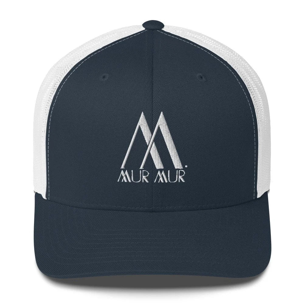 Mur Mur Embroidered Trucker Cap (White Thread) — Black