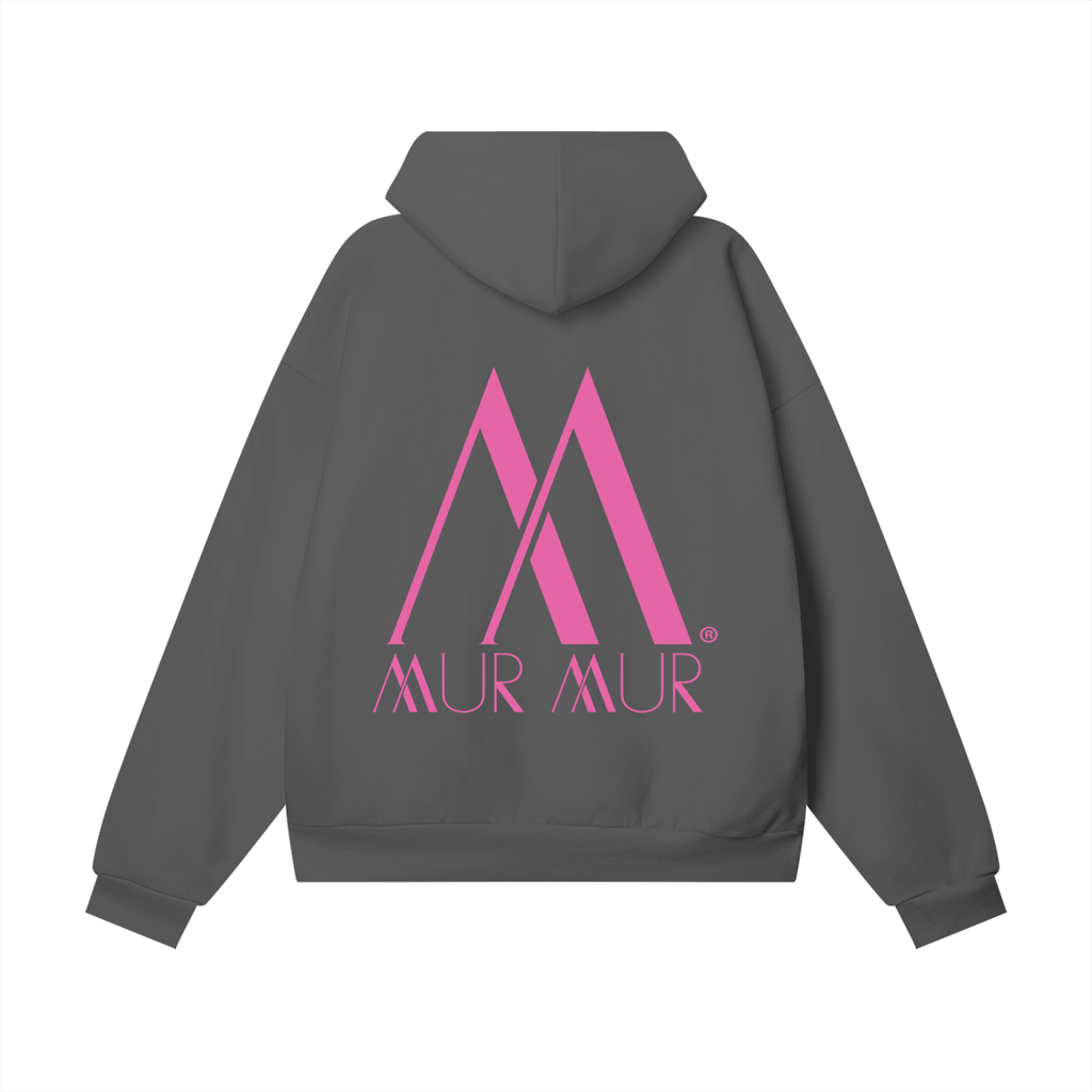 Mur Mur Essential Hidden-Pocket Heavyweight Hoodie (Pink Logo)