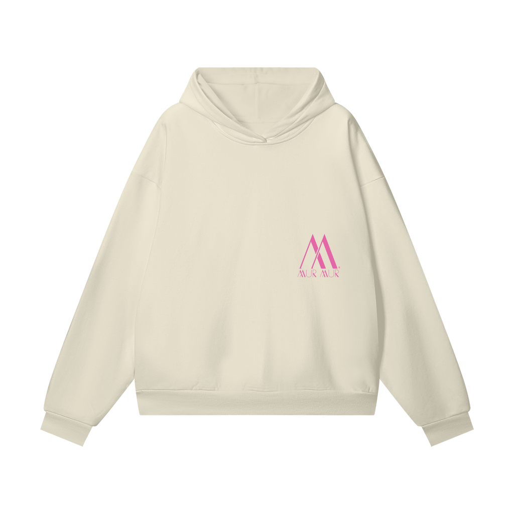 Mur Mur Essential Hidden-Pocket Heavyweight Hoodie (Pink Logo)