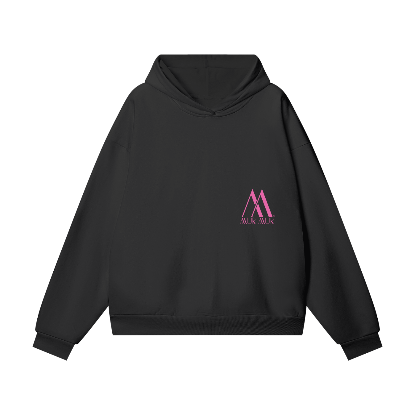 Mur Mur Essential Hidden-Pocket Heavyweight Hoodie (Pink Logo)