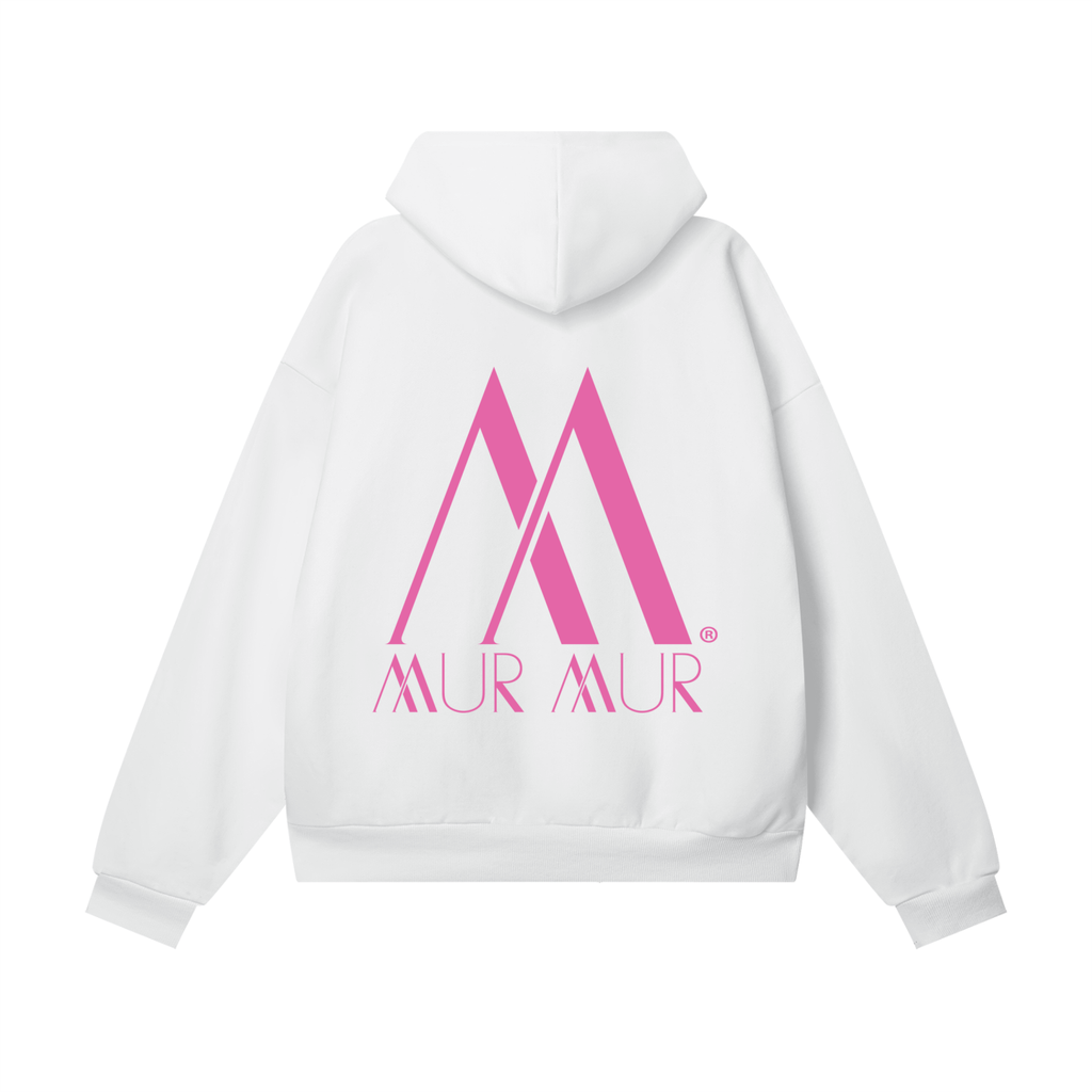 Mur Mur Essential Hidden-Pocket Heavyweight Hoodie (Pink Logo)