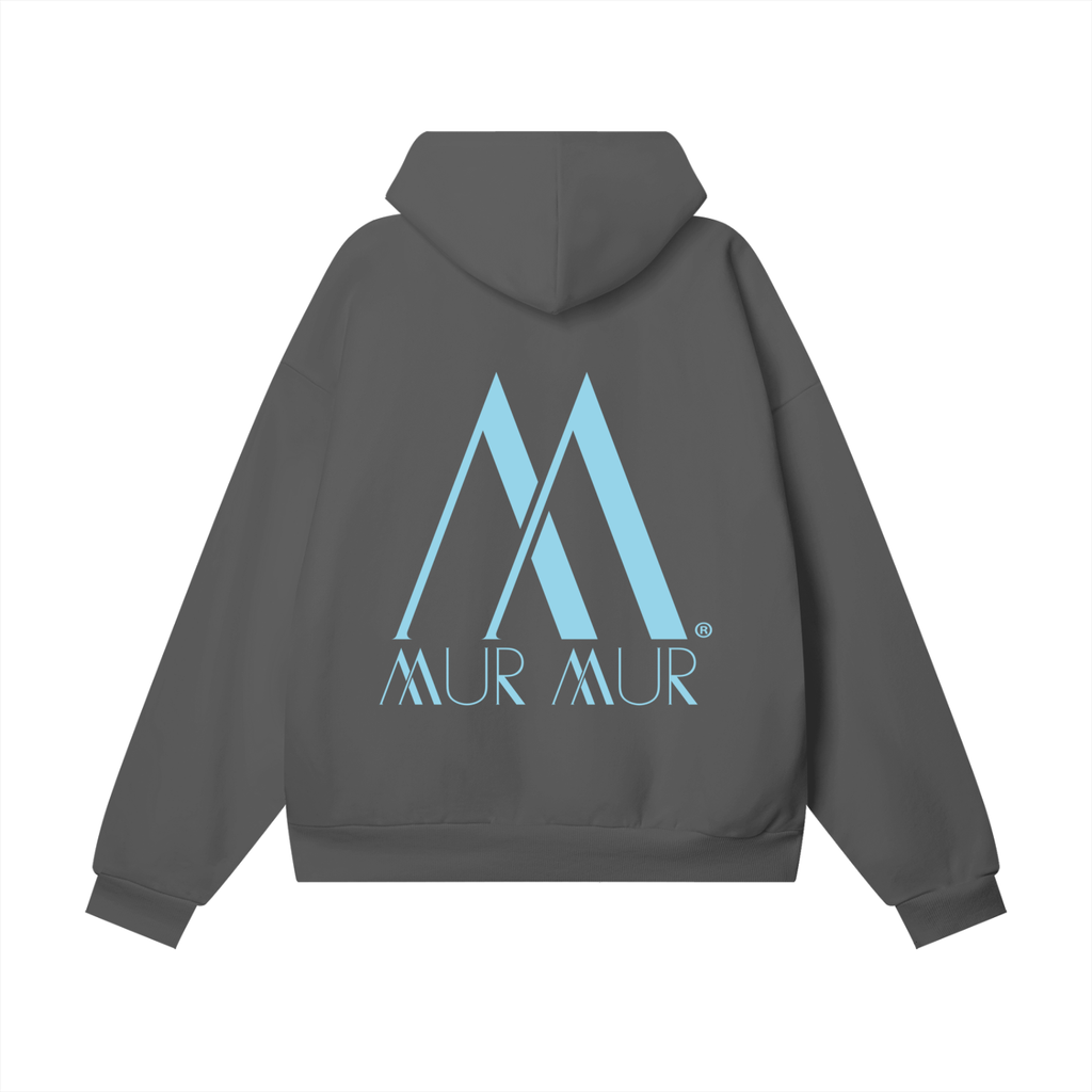Mur Mur Essential Hidden-Pocket Heavyweight Hoodie (Blue Logo)