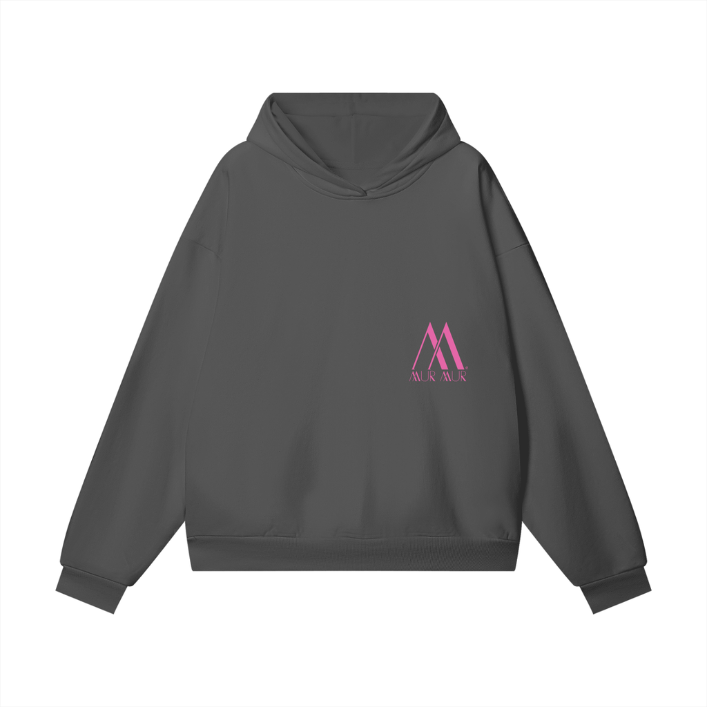 Mur Mur Essential Hidden-Pocket Heavyweight Hoodie (Pink Logo)