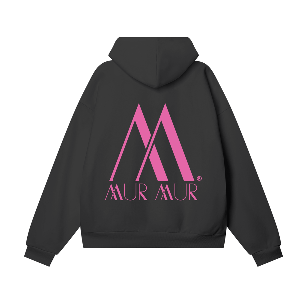 Mur Mur Essential Hidden-Pocket Heavyweight Hoodie (Pink Logo)