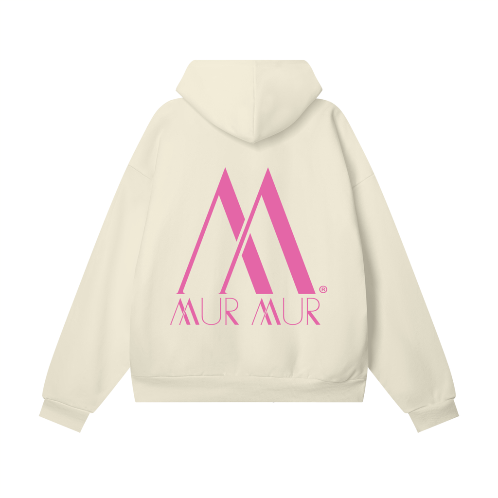 Mur Mur Essential Hidden-Pocket Heavyweight Hoodie (Pink Logo)