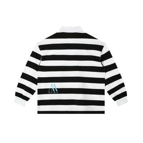 Mur Mur Color-Block Striped Rugby Shirt — White with Black