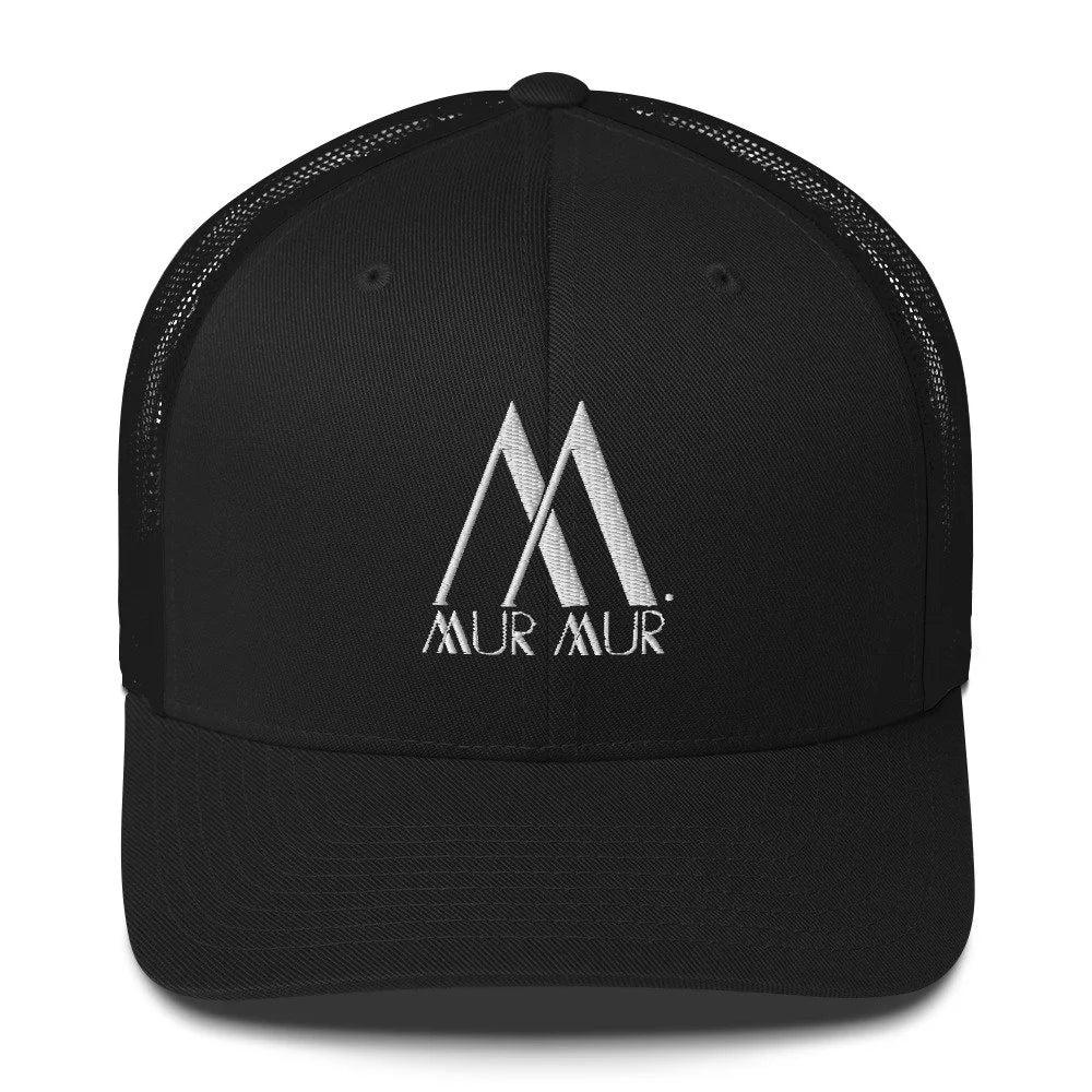 Mur Mur Embroidered Trucker Cap (White Thread) — Black/ White