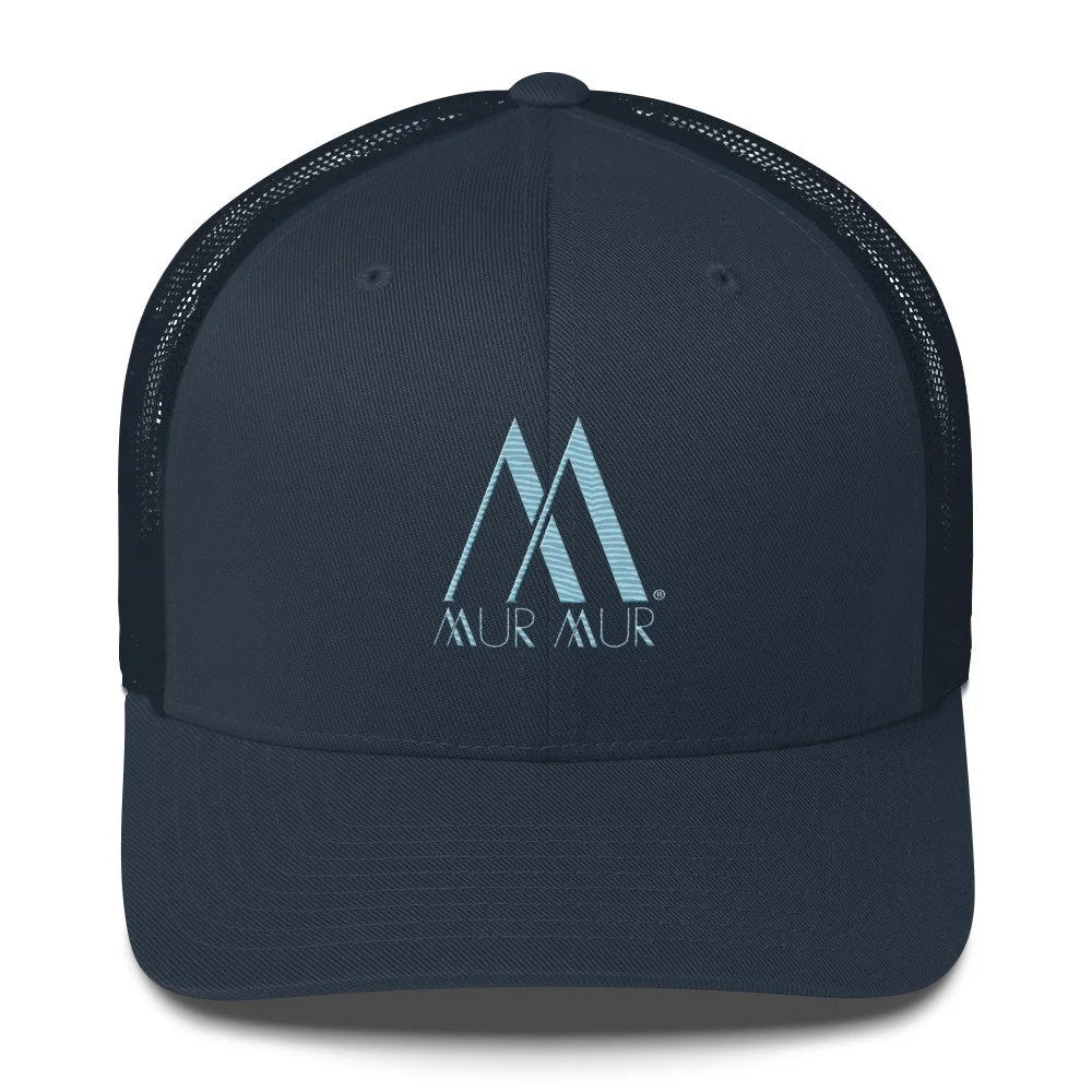 Mur Mur Embroidered Trucker Cap (Blue Thread) — Navy/ White