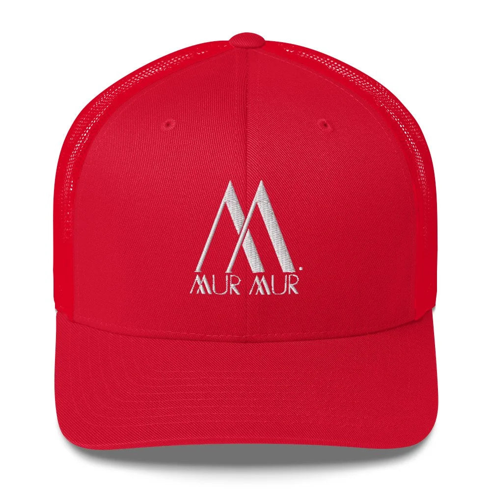Mur Mur Embroidered Trucker Cap (White Thread) — Red