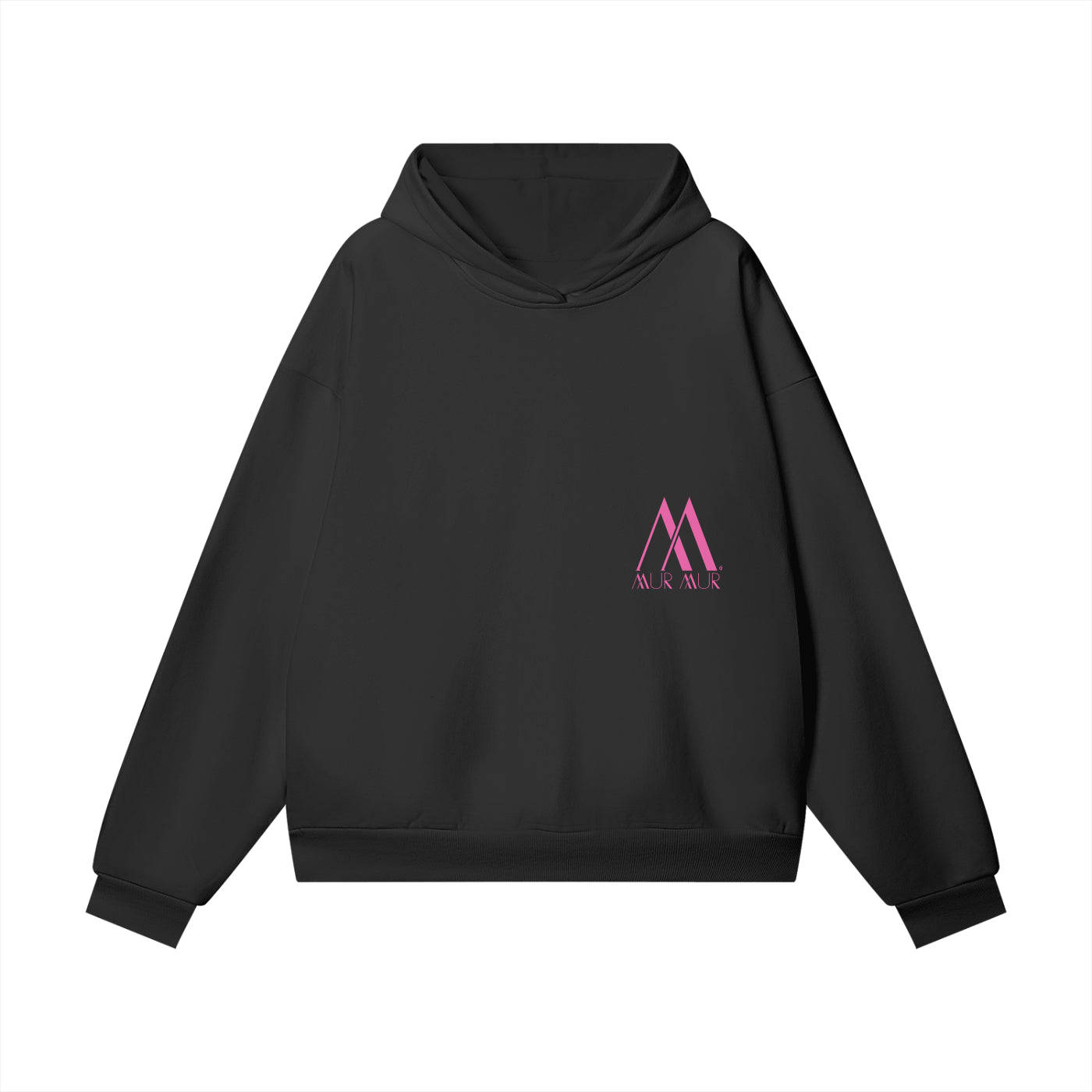 Mur Mur Essential Heavyweight Hoodie with Hidden Pocket   (Pink Logo)