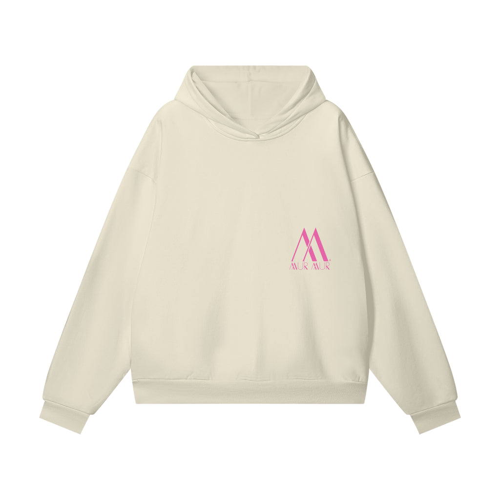 Mur Mur Essential Heavyweight Hoodie with Hidden Pocket   (Pink Logo)