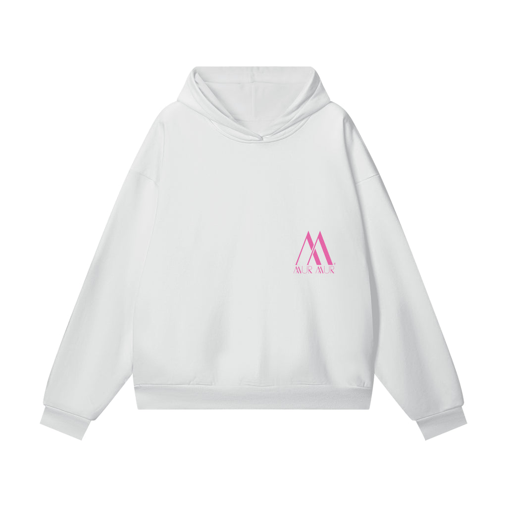 Mur Mur Essential Heavyweight Hoodie with Hidden Pocket   (Pink Logo)