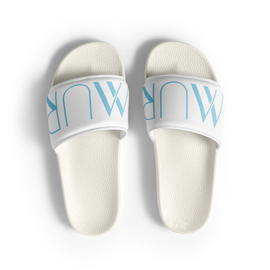 Mur Mur Women’s Slides — White / Blue Logo